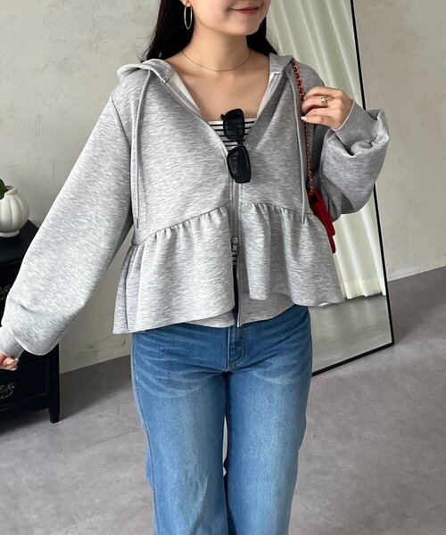 prose verse(プロズヴェール)の「ペプラムダブルジップパーカー(パーカー・レディース・ブラック/グレー・MEDIUM/LARGE)」の20枚目の写真