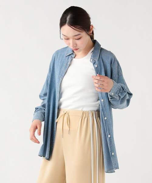 BEAMS HEART(ビームスハート)の「シアーデニム オーバーシャツ(シャツ/ブラウス・レディース・グレー/インディゴブルー/サックスブルー・FREE)」の10枚目の写真