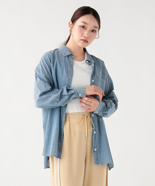 BEAMS HEART(ビームスハート)の「シアーデニム オーバーシャツ(シャツ/ブラウス・レディース・グレー/インディゴブルー/サックスブルー・FREE)」の11枚目の写真