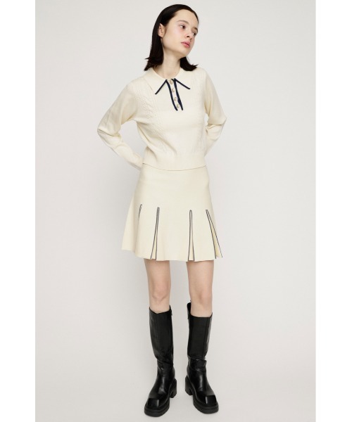 SLY(スライ)の「BICOLOR PLEATS S/SK【2BUY10%OFF】 バイカラープリーツショートスカート 春服(スカート・レディース・アイボリー/ブラック/杢グレー・1/2)」の5枚目の写真