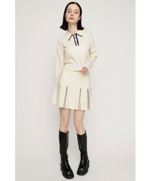 SLY(スライ)の「BICOLOR PLEATS S/SK【2BUY10%OFF】 バイカラープリーツショートスカート 春服(スカート・レディース・アイボリー/ブラック/杢グレー・1/2)」の6枚目の写真