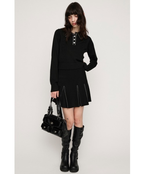 SLY(スライ)の「BICOLOR PLEATS S/SK【2BUY10%OFF】 バイカラープリーツショートスカート 春服(スカート・レディース・アイボリー/ブラック/杢グレー・1/2)」の14枚目の写真