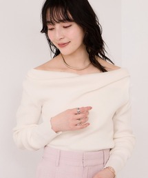 VIS | ドレープオフショルダーリブニット/イージーケア(ニット/セーター)