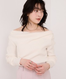 VIS（ビス）の「ドレープオフショルダーリブニット/イージーケア（ニット/セーター）」