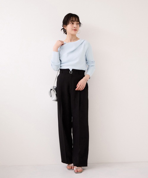 VIS(ビス)の「ドレープオフショルダーリブニット/イージーケア(ニット/セーター・レディース・オフホワイト/グレー/サックスブルー/ブラック・FREE)」の8枚目の写真