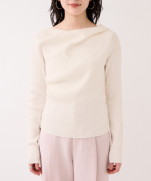 VIS(ビス)の「ドレープオフショルダーリブニット/イージーケア(ニット/セーター・レディース・オフホワイト/グレー/サックスブルー/ブラック・FREE)」の9枚目の写真