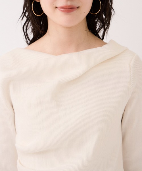 VIS(ビス)の「ドレープオフショルダーリブニット/イージーケア(ニット/セーター・レディース・オフホワイト/グレー/サックスブルー/ブラック・FREE)」の12枚目の写真