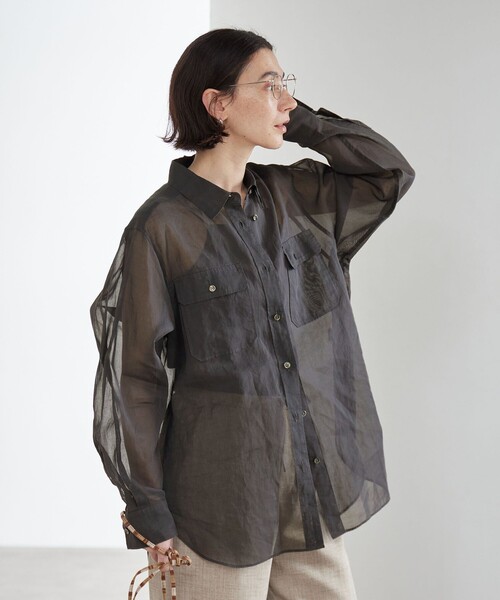 BEAUTY&YOUTH UNITED ARROWS(ビューティーアンドユースユナイテッドアローズ)の「コットン シアー ワーク シャツ(シャツ/ブラウス・レディース・ダークグレー/ライム/オフホワイト・FREE)」の19枚目の写真