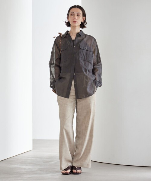 BEAUTY&YOUTH UNITED ARROWS(ビューティーアンドユースユナイテッドアローズ)の「コットン シアー ワーク シャツ(シャツ/ブラウス・レディース・ダークグレー/ライム/オフホワイト・FREE)」の21枚目の写真
