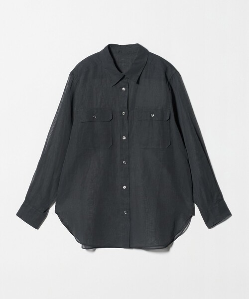 BEAUTY&YOUTH UNITED ARROWS(ビューティーアンドユースユナイテッドアローズ)の「コットン シアー ワーク シャツ(シャツ/ブラウス・レディース・ダークグレー/ライム/オフホワイト・FREE)」の4枚目の写真