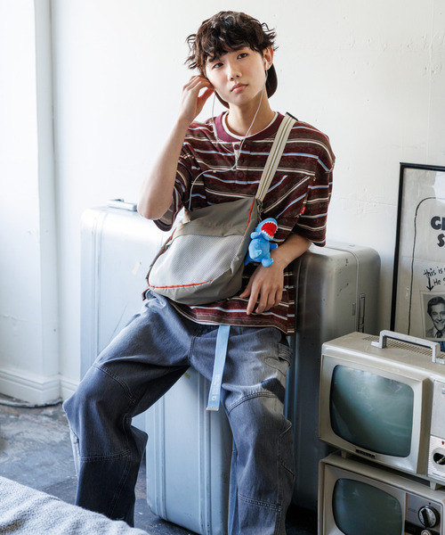 DOUBLE NAME（ダブルネーム）の「スプレー加工ボーダーヘンリープルオーバー（Tシャツ/カットソー・レディース・ブラック/ネイビー/ボルドー・FREE）」の3枚目の写真