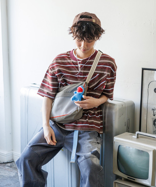 DOUBLE NAME（ダブルネーム）の「スプレー加工ボーダーヘンリープルオーバー（Tシャツ/カットソー・レディース・ブラック/ネイビー/ボルドー・FREE）」の4枚目の写真