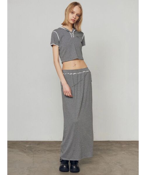 EMODA（エモダ）の「レースラインフーディトップス（Tシャツ/カットソー・レディース・グレー/レッド/ネイビー・FREE）」の12枚目の写真