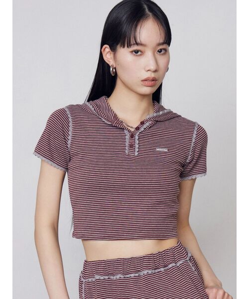 EMODA（エモダ）の「レースラインフーディトップス（Tシャツ/カットソー・レディース・グレー/レッド/ネイビー・FREE）」の19枚目の写真