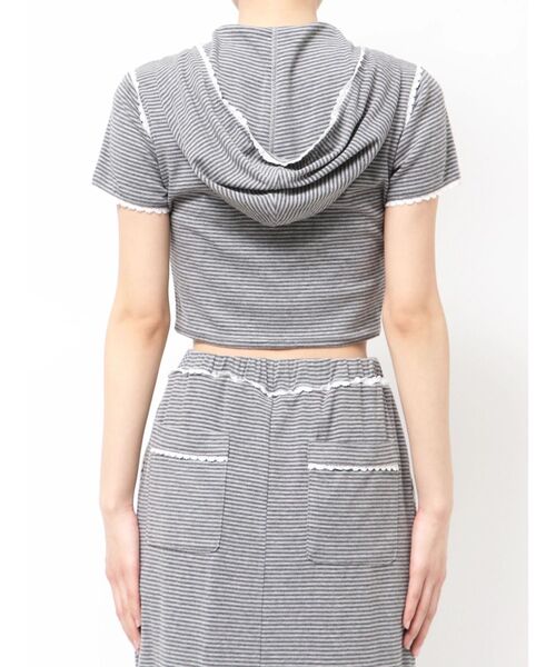 EMODA（エモダ）の「レースラインフーディトップス（Tシャツ/カットソー・レディース・グレー/レッド/ネイビー・FREE）」の12枚目の写真