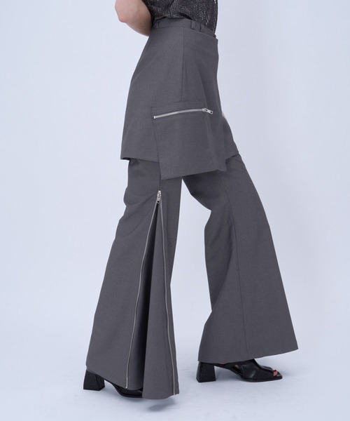 HARE（ハレ）の「ZIP2WAYミニスカツキフレアパンツ(HARE)（その他パンツ・レディース・グレー/ブラック・FREE）」の11枚目の写真