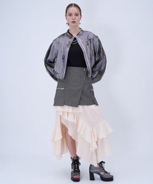 HARE（ハレ）の「ZIP2WAYミニスカツキフレアパンツ(HARE)（その他パンツ・レディース・グレー/ブラック・FREE）」の5枚目の写真