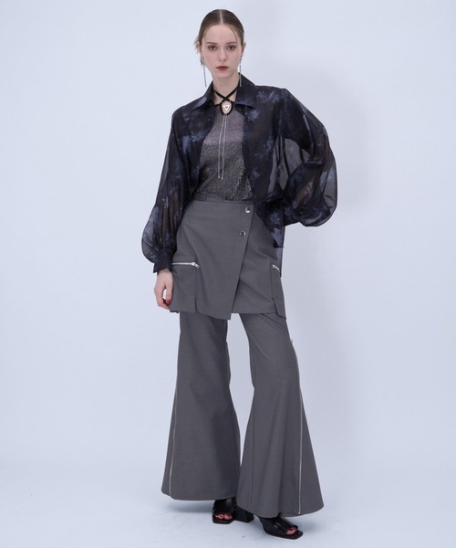 HARE（ハレ）の「ZIP2WAYミニスカツキフレアパンツ(HARE)（その他パンツ・レディース・グレー/ブラック・FREE）」の6枚目の写真