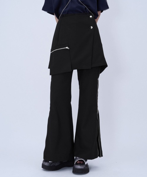 HARE（ハレ）の「ZIP2WAYミニスカツキフレアパンツ(HARE)（その他パンツ・レディース・グレー/ブラック・FREE）」の7枚目の写真