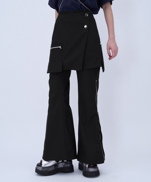 HARE（ハレ）の「ZIP2WAYミニスカツキフレアパンツ(HARE)（その他パンツ・レディース・グレー/ブラック・FREE）」の8枚目の写真