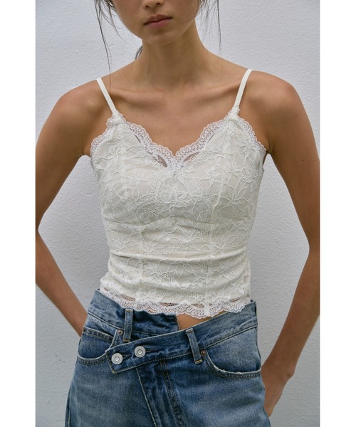 un/neu（アンノイ）の「レースフィットキャミソール（キャミソール・レディース・ホワイト/ブラック・FREE）」の4枚目の写真