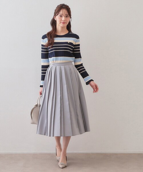 index（インデックス）の「ビット付きダブルプリーツスカート【洗濯機OK/イージーアイロン】（スカート・レディース・ブラック/ライトベージュ/ライトブルー・36/38/40/42）」の13枚目の写真