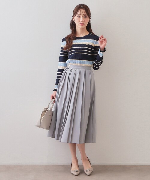 index（インデックス）の「ビット付きダブルプリーツスカート【洗濯機OK/イージーアイロン】（スカート・レディース・ブラック/ライトベージュ/ライトブルー・36/38/40/42）」の14枚目の写真