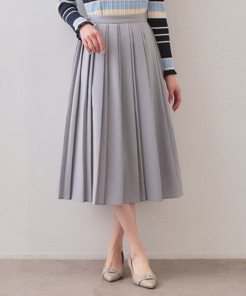 index（インデックス）の「ビット付きダブルプリーツスカート【洗濯機OK/イージーアイロン】（スカート・レディース・ブラック/ライトベージュ/ライトブルー・36/38/40/42）」の16枚目の写真