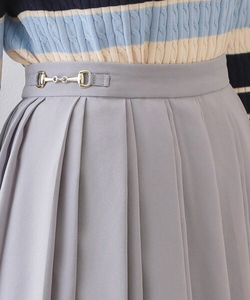 index（インデックス）の「ビット付きダブルプリーツスカート【洗濯機OK/イージーアイロン】（スカート・レディース・ブラック/ライトベージュ/ライトブルー・36/38/40/42）」の19枚目の写真
