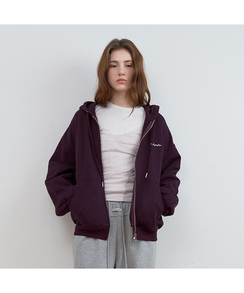 SIMPLE LOGO HOOD ZIP‑UP VIOLET — фиолетовая худи на молнии с логотипом