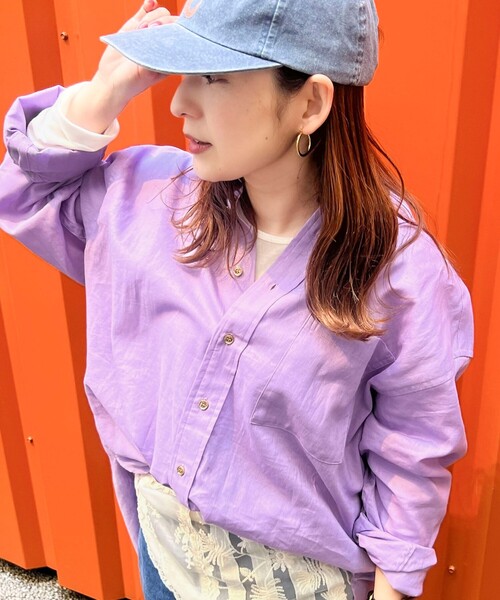 fredy couleur(フレディクルール)の「リネンコットンレギュラーシャツ(シャツ/ブラウス・レディース・ラベンダー/ライム/ブラウン/オフホワイト・38)」の15枚目の写真