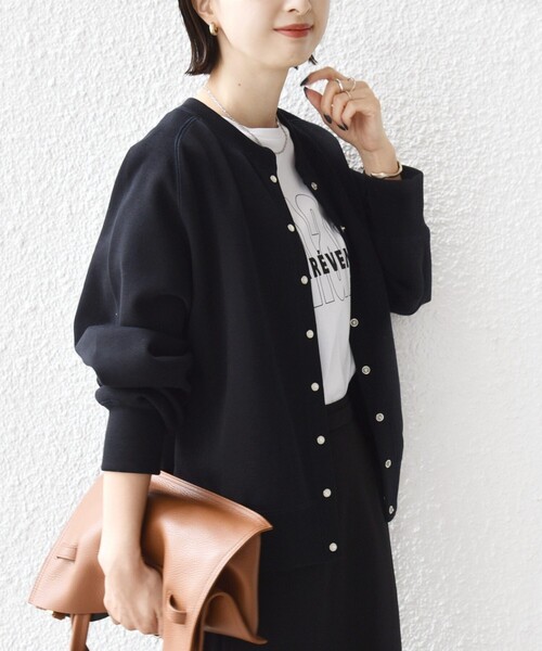 SHIPS(シップス)の「〈洗濯機可能〉コットン リブ スナップ ボタン カーディガン(カーディガン/ボレロ・レディース・ネイビー/ライトグリーン/オフホワイト・ONE SIZE)」の6枚目の写真