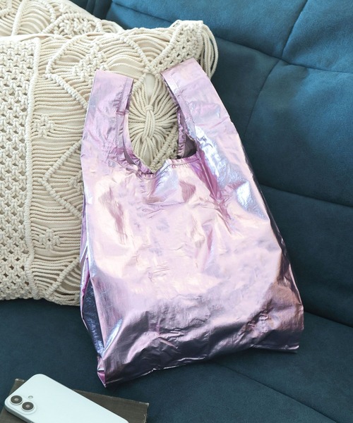 BAGGU（バグー）の「【BAGGU(バグゥ)】メタリックBABY（エコバッグ/サブバッグ・レディース・ライトブルー/ライトピンク/ピンク・0）」の6枚目の写真