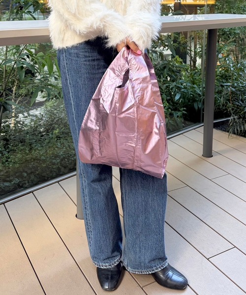 BAGGU（バグー）の「【BAGGU(バグゥ)】メタリックBABY（エコバッグ/サブバッグ・レディース・ライトブルー/ライトピンク/ピンク・0）」の7枚目の写真