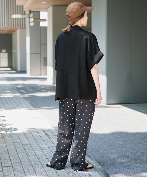 SLOBE IENA(スローブイエナ)の「《セットアップ対応可》リネン混ハーフスリーブジャケット(その他アウター・レディース・ブラック/カーキ・38/36)」の6枚目の写真