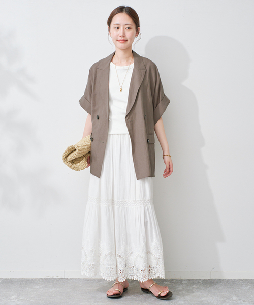 SLOBE IENA(スローブイエナ)の「《セットアップ対応可》リネン混ハーフスリーブジャケット(その他アウター・レディース・ブラック/カーキ・38/36)」の17枚目の写真
