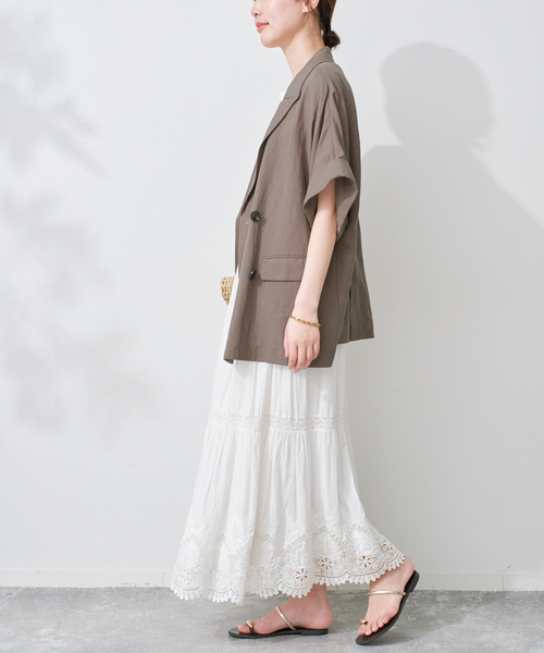 SLOBE IENA(スローブイエナ)の「《セットアップ対応可》リネン混ハーフスリーブジャケット(その他アウター・レディース・ブラック/カーキ・38/36)」の18枚目の写真