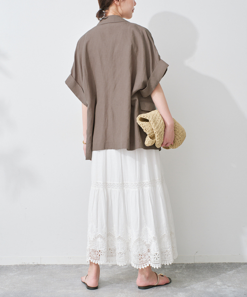 SLOBE IENA(スローブイエナ)の「《セットアップ対応可》リネン混ハーフスリーブジャケット(その他アウター・レディース・ブラック/カーキ・38/36)」の19枚目の写真