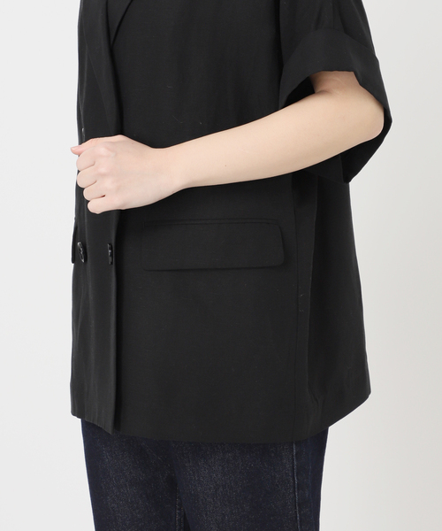 SLOBE IENA(スローブイエナ)の「《セットアップ対応可》リネン混ハーフスリーブジャケット(その他アウター・レディース・ブラック/カーキ・38/36)」の9枚目の写真