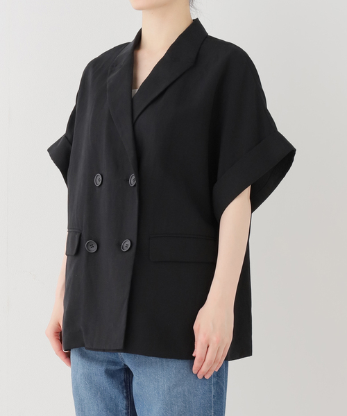 SLOBE IENA(スローブイエナ)の「《セットアップ対応可》リネン混ハーフスリーブジャケット(その他アウター・レディース・ブラック/カーキ・38/36)」の20枚目の写真
