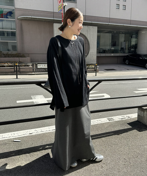 JOURNAL STANDARD（ジャーナルスタンダード）の「《追加》ソフトガーゼ2WAYビッグプルオーバー（シャツ/ブラウス・レディース・ブラック/ホワイト・FREE）」の3枚目の写真