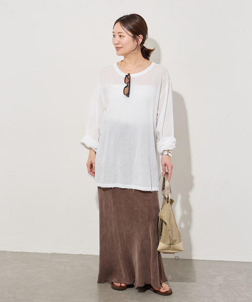 JOURNAL STANDARD（ジャーナルスタンダード）の「《追加》ソフトガーゼ2WAYビッグプルオーバー（シャツ/ブラウス・レディース・ブラック/ホワイト・FREE）」の7枚目の写真