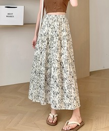 フラワープリントハイウエストロングスカート