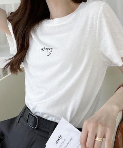 Ada.（エイダ）の「ミニロゴ レタリングデザイン 半袖Ｔシャツ（Tシャツ/カットソー・レディース・ネイビー/ブルー/ホワイト・FREE）」の6枚目の写真