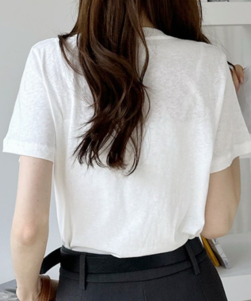 Ada.（エイダ）の「ミニロゴ レタリングデザイン 半袖Ｔシャツ（Tシャツ/カットソー・レディース・ネイビー/ブルー/ホワイト・FREE）」の5枚目の写真
