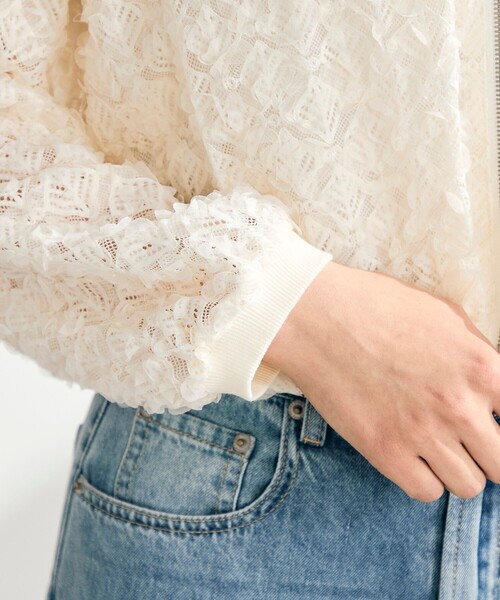 fredy emue（フレディエミュ）の「シアーレースZIPブルゾン（ブルゾン・レディース・オフホワイト/ブラック・38）」の3枚目の写真