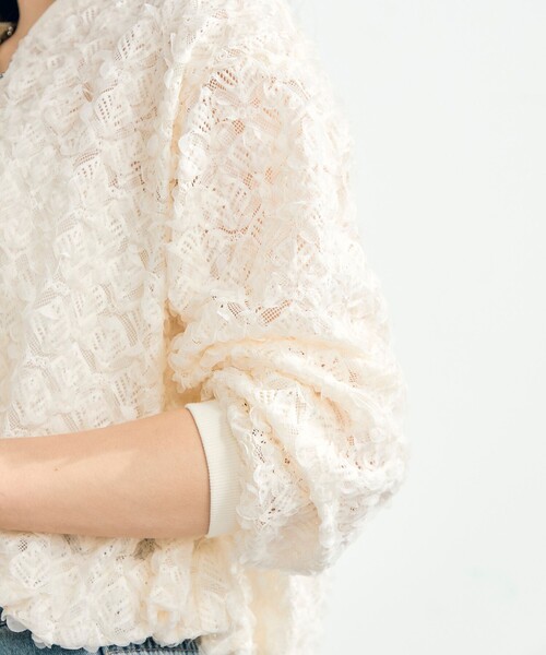 fredy emue（フレディエミュ）の「シアーレースZIPブルゾン（ブルゾン・レディース・オフホワイト/ブラック・38）」の5枚目の写真