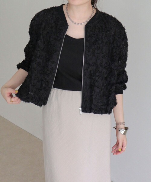 fredy emue（フレディエミュ）の「シアーレースZIPブルゾン（ブルゾン・レディース・オフホワイト/ブラック・38）」の10枚目の写真