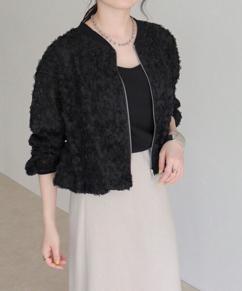 fredy emue（フレディエミュ）の「シアーレースZIPブルゾン（ブルゾン・レディース・オフホワイト/ブラック・38）」の11枚目の写真