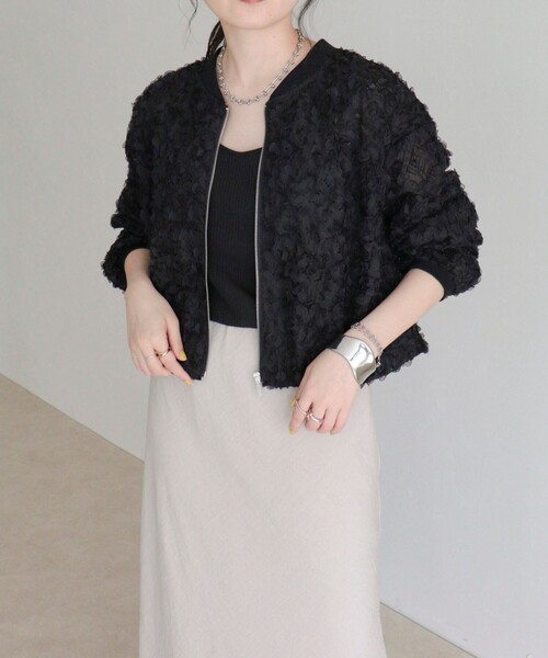 fredy emue（フレディエミュ）の「シアーレースZIPブルゾン（ブルゾン・レディース・オフホワイト/ブラック・38）」の15枚目の写真